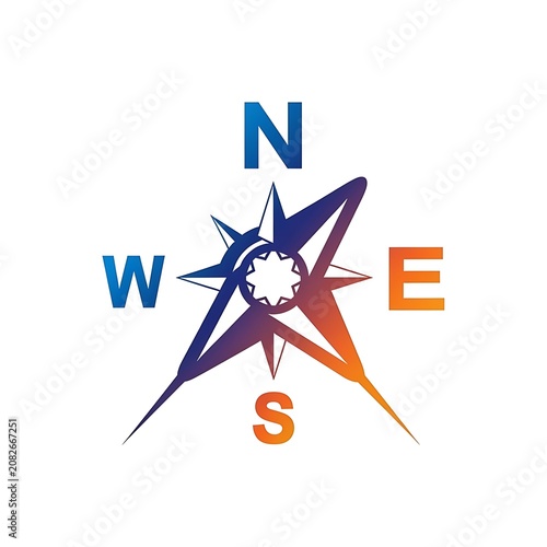 Vibrant compass rose with directional arrows.