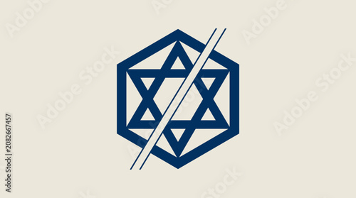 фотографія Star of David Symbol Prohibited, No Entry Sign, Jewish Icon Ban