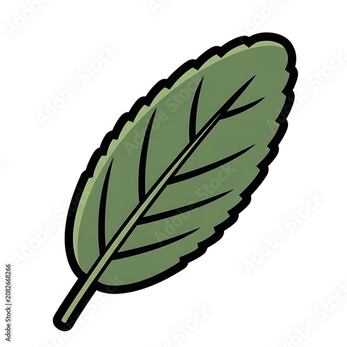 Fresh green leaf with visible veins close up.