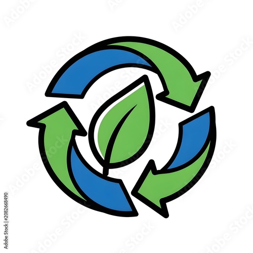 Eco-Friendly Recycling Symbol with Green Leaf for Sustainability