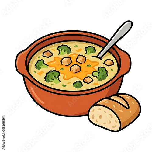 Colorful cartoon illustration of a pumpkin pie with pecans.