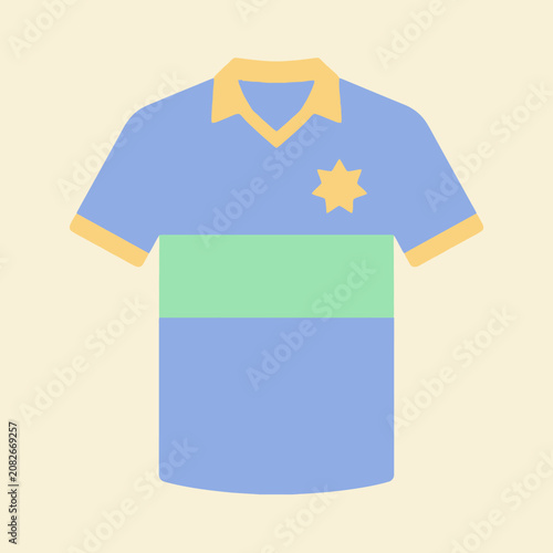 A simple flat illustration of a blue sports jersey shirt