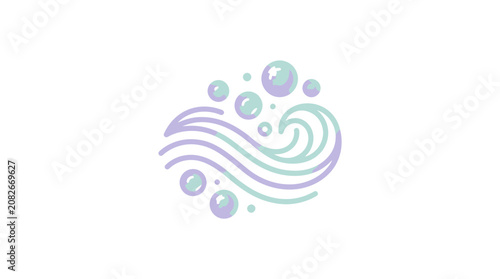 Abstract wave and bubbles logo, water, ocean, clean, gentle, soft colors