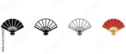 hand fans with various designs  isolated on white background
