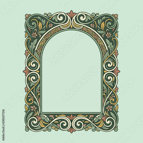 Ornate vintage floral frame with an arched center opening
