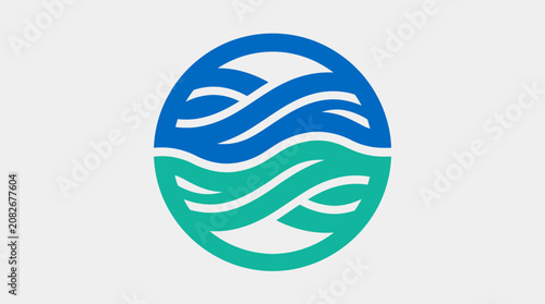 Abstract circular wave logo design, water symbol, blue and green