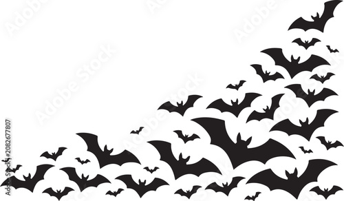 Konstfotografi Halloween bat and bats silhouette, Bat icon, set of halloween bats vector illust