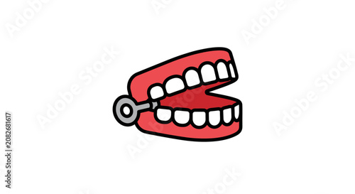Canvastavla Wind-up Chattering Teeth Toy Isolated on White Background
