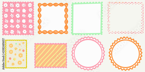 eclectic mix of floral geometric and scribble frames vector pattern border ornament design illustration rectangle oval stripes dots flowers twirls dashes