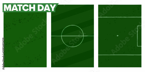 soccer field graphic with match day text realistic texture football sports broadcast design illustration vector green background sport game competition team