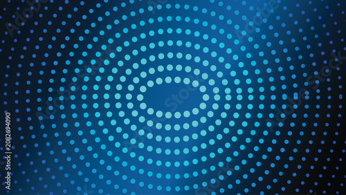 Glowing semicircles on a neon background, abstract design. Abstract Circular Black Blue Background. Raster illustration