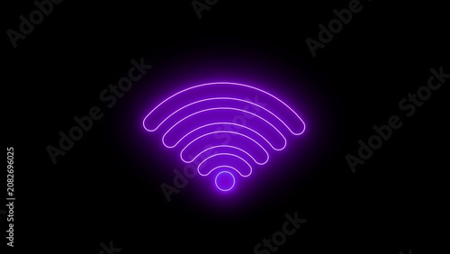 Bild auf Leinwand A vibrant purple neon outline of a Wi- Fi signal radiates outwards with concentr