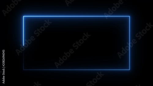 Fotografía A vibrant electric blue neon rectangular frame glowing brightly against a comple