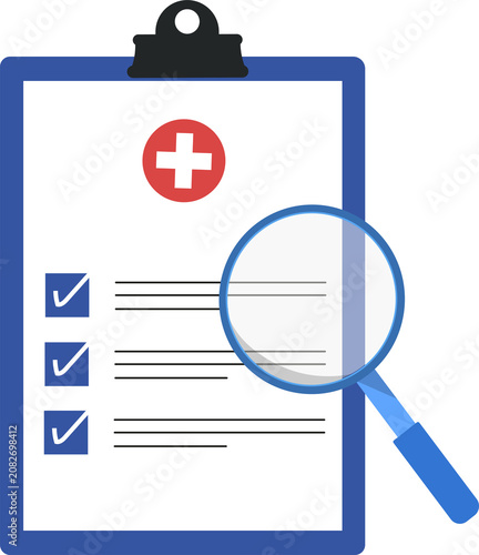 Medical health check. Stethoscope with medical check list board. Medical and health insurance concept 