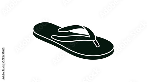 Tableau sur toile Black flip flop sandal flat design illustration Vector