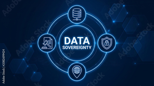 data sovereignty tech concept.The concept that data is subject to the laws and regulations of the country where it is stored or processed