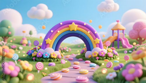 Children Fairy Tale Playground Illustration moon background
