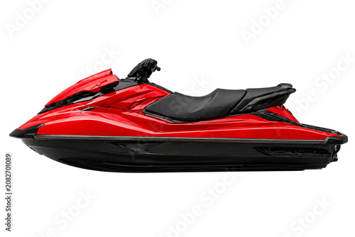 Obraz na plátne Red and black jet ski watercraft png isolated background