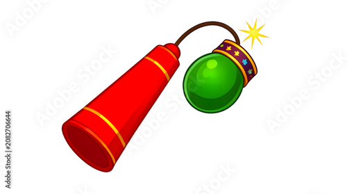 Traditional Indian Diwali Firecracker Anar and Bomb Illustration on White Background