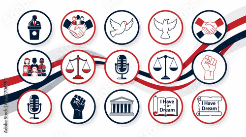 Civil Rights Symbols and Icons: Justice, Equality, Freedom, Speech, Unity