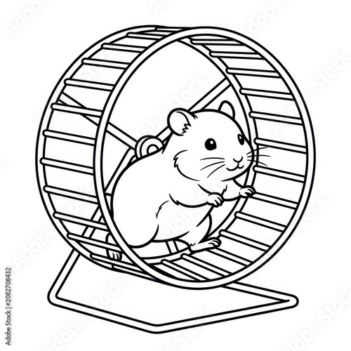 Hamster in exercise wheel illustration