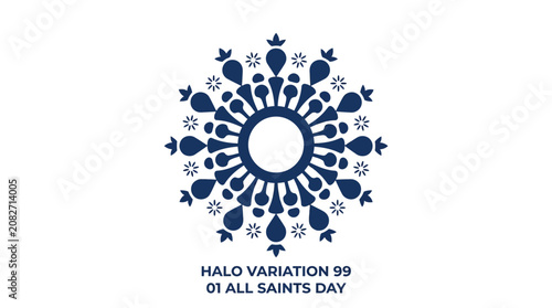 Photos Dark blue ornate circular halo for religious iconography.