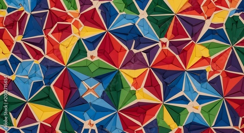 Vibrant Geometric Pattern of Colorful Origami Stars.