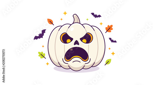 Foto Cartoon pumpkin with angry face.