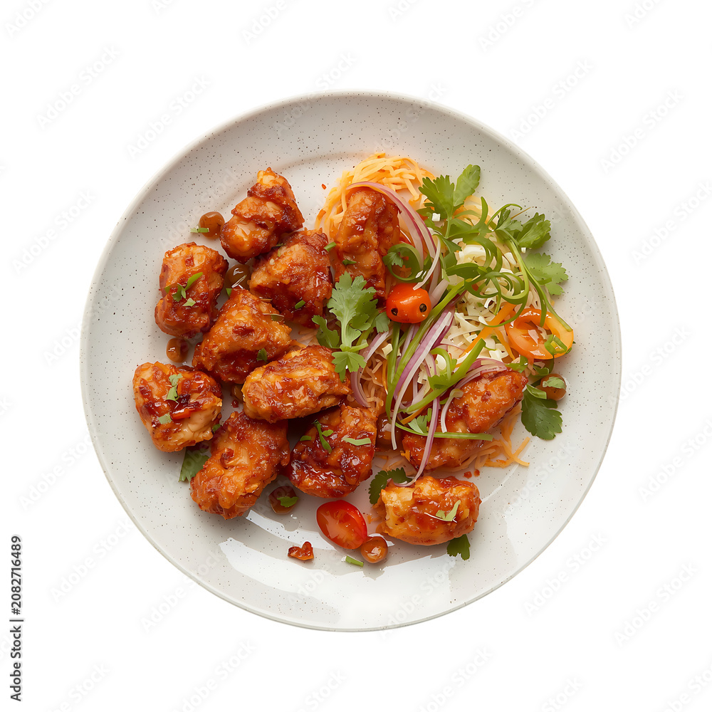 Fototapeta premium Delicious fried chicken bites on a white plate