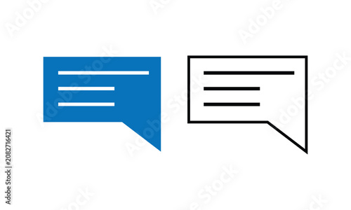 Simple blue chat bubble vector icon .