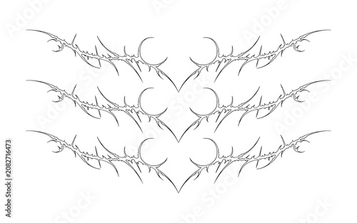 Fotografie Triple stacked cyber sigilism symmetric waistband border graphics
