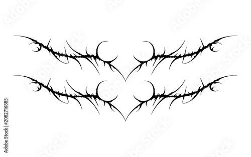Foto Double stacked cyber sigilism black tattoo stencil graphics