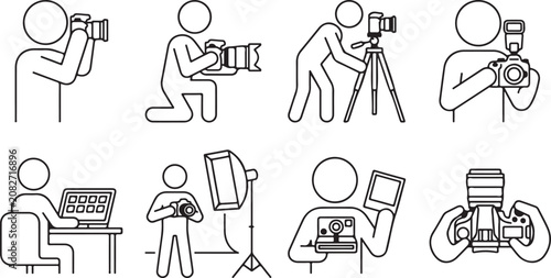 Foto Photography and videography icon set in line art style