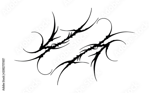 Foto Twin interlocking black neo tribal cyber sigilism tattoo sketches