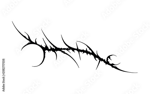 dark cyber sigilism tattoo path line art design. Edgy neo tribal thorn bar stencil composition