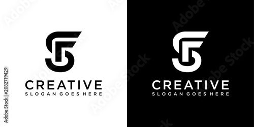 SF or FS initial letter logo design vector concept