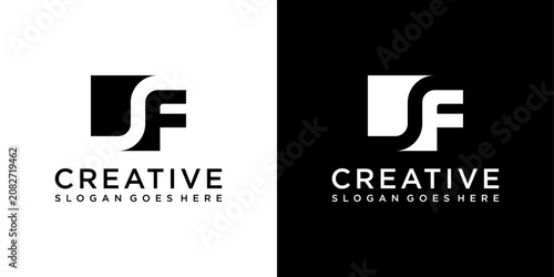 SF or FS initial letter logo design vector concept