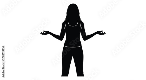 Woman with outstretched arms in a black silhouette against a white background silhouette