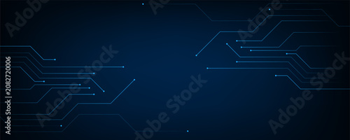 Foto Blue glowing lines with glitter light effect on dark background