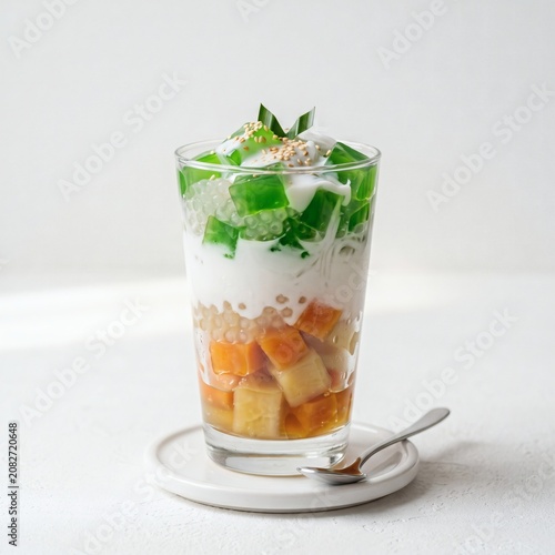 녹색 판단 젤리와 달콤한 코코넛 밀크가 조화로운 쩨 바바