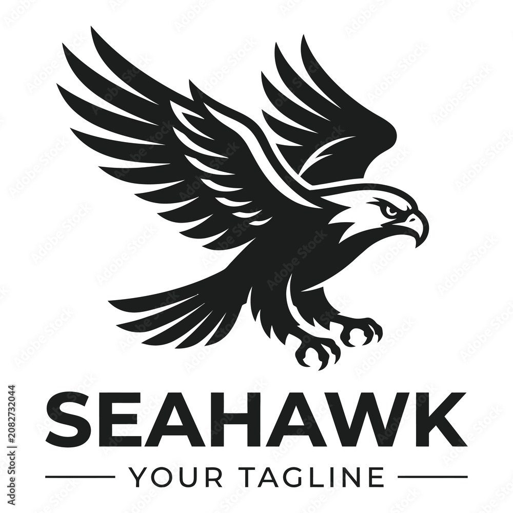 Foto Seahawk bird flying with wings spread and sharp claws visible icon