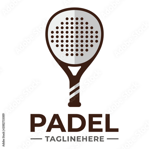 Canvas Print Padel racket logo with text on white background icon