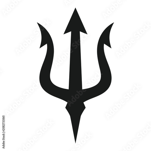 Foto Trident symbol icon with three prongs and pointed tip on white background icon