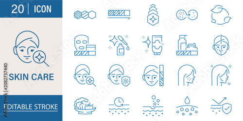 Konstfotografi Skin care line icon set
