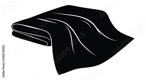Konstfotografi Folded fabric draped over surface black and white silhouette cloth textile