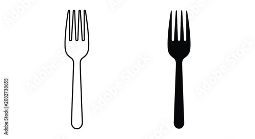 Foto Two Fork Silhouettes Against A White Background Minimalist Cutlery Silhouette fl