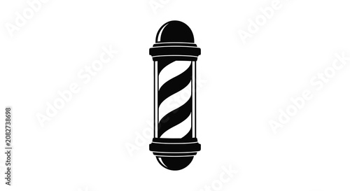 Fotografie Barber pole with alternating stripes a black and white silhouette cylindrical