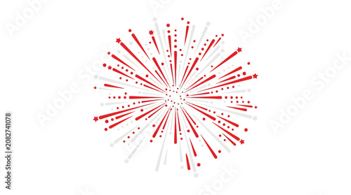 Red and White Fireworks Heart Frame Vector Illustration Romantic Holiday Decoration Design Pattern for Christmas and Valentine Greeting Card Background