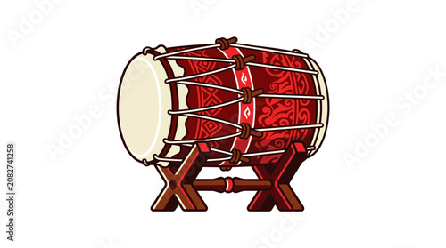 Traditional Wooden Djembe and Bongo Drums with Leather Heads Isolated on White Featuring Ethnic Percussion Instrument Rhythm Music and Festive Christmas Decoration Accent