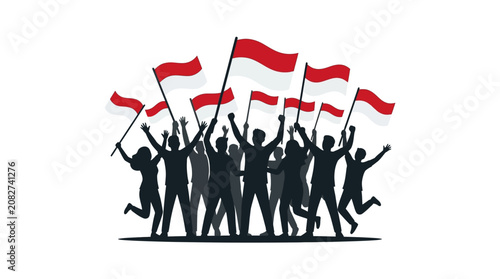 Silhouette People with Japan and China Red Flags Vector Illustration of Men and Woman Group in Fashion Business Dance Poses Black Outline Design Set